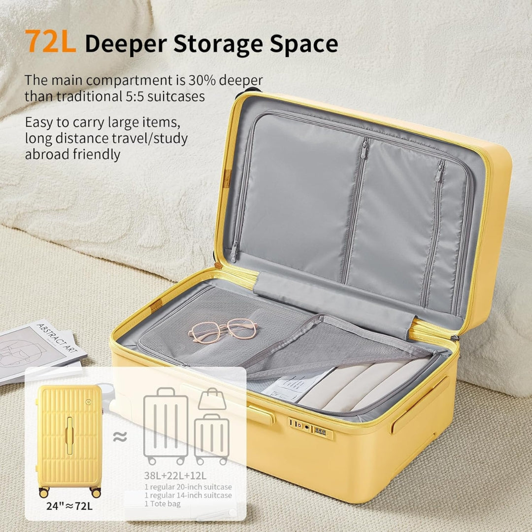 Secure 20" carry-on with deep split design, hardshell exterior, and spinner wheels.