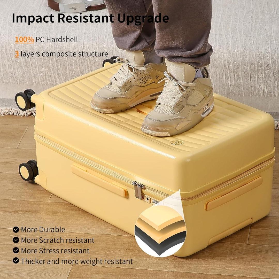 Organized 20" carry-on suitcase, airline-approved with a practical 3:7 split interior.