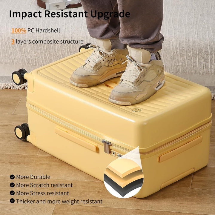 Organized 20" carry-on suitcase, airline-approved with a practical 3:7 split interior.
