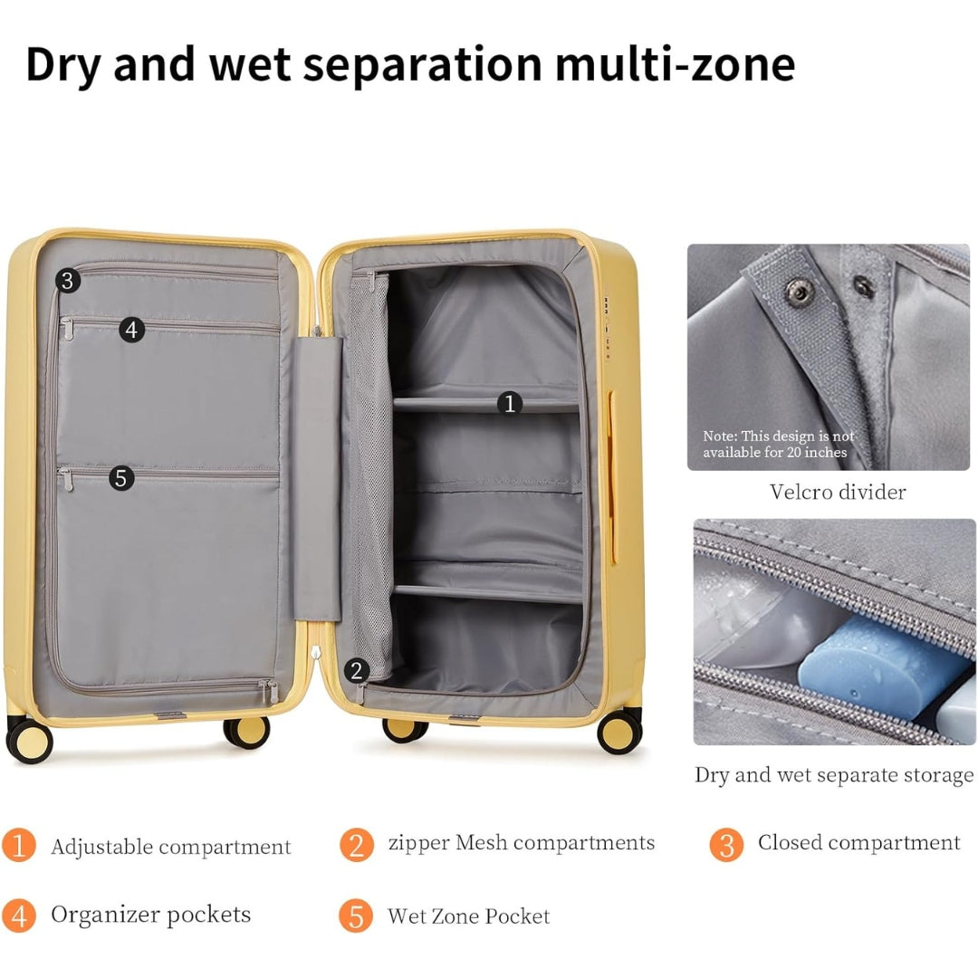 High-quality unisex 20" hardshell carry-on travel bag, built for durability and convenience.