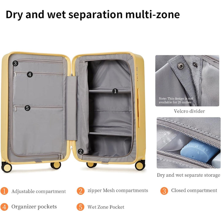 High-quality unisex 20" hardshell carry-on travel bag, built for durability and convenience.
