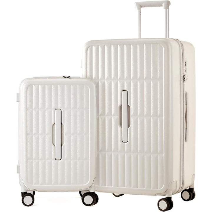 Airline-approved 20" hardshell spinner luggage with a unique 3:7 deep split design.