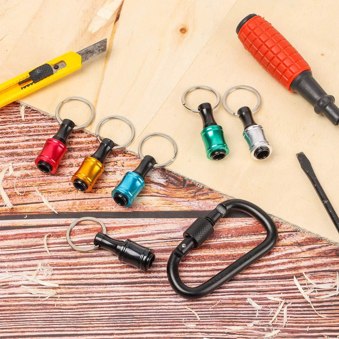 Professional grade quick release hex bit holder carabiner for secure and accessible storage.