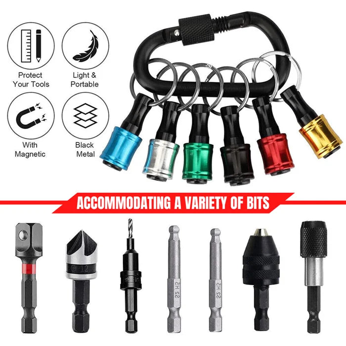 Quick release hex bit holder carabiner, perfect for DIY and professional tool users.