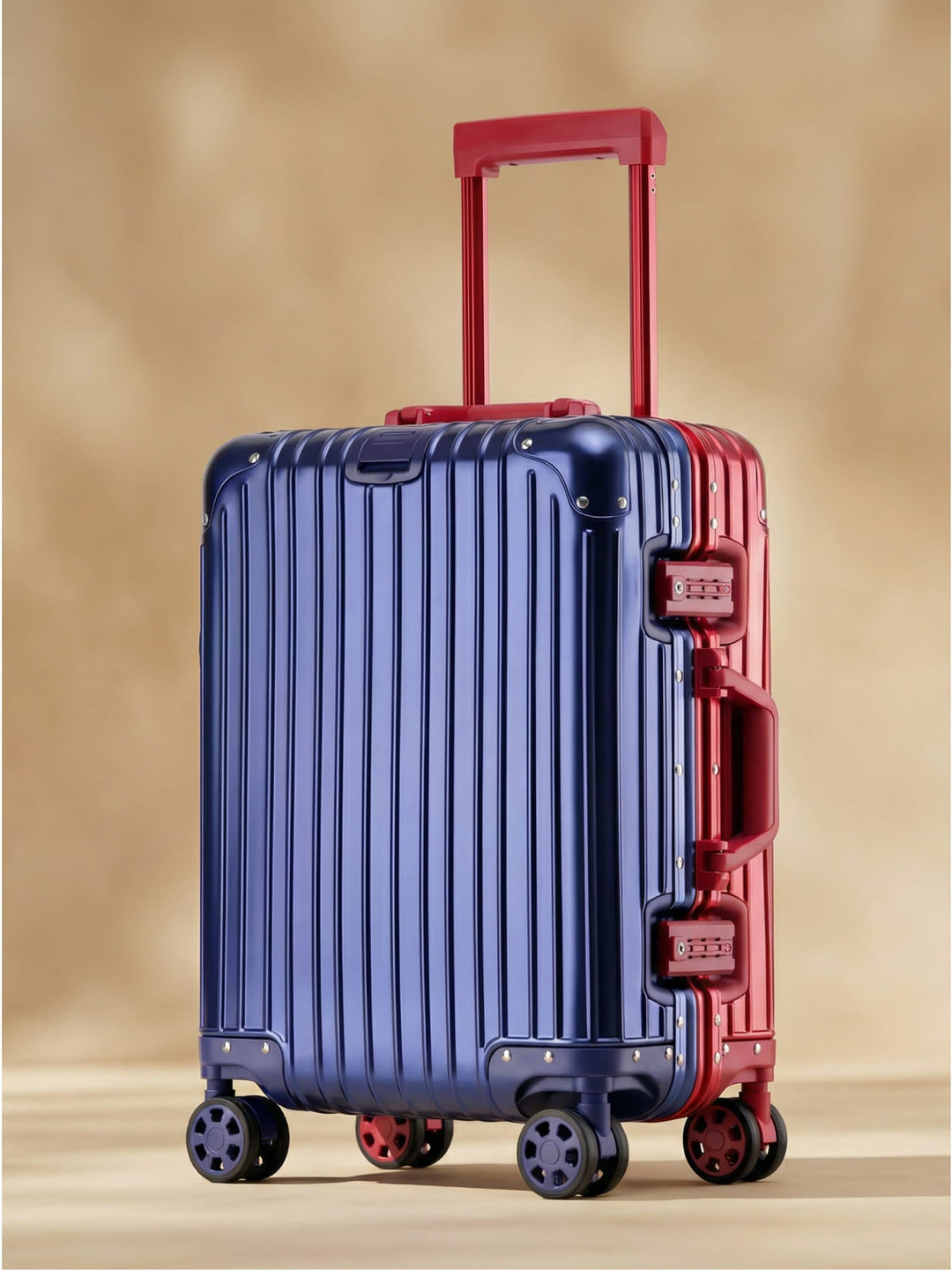 Unisex aluminum hard shell luggage with smooth spinner wheels & TSA lock for secure, durable travel.