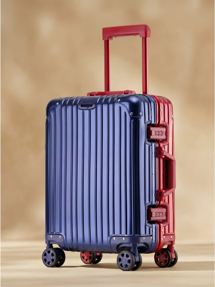 Unisex aluminum hard shell luggage with smooth spinner wheels & TSA lock for secure, durable travel.