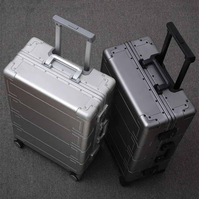 Premium aluminum hardshell luggage with smooth spinner wheels & secure TSA lock.