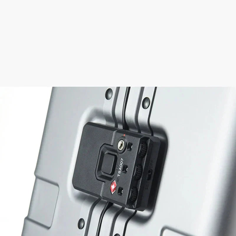 Robust aluminum carry-on suitcase, perfect for lightweight & durable travel.