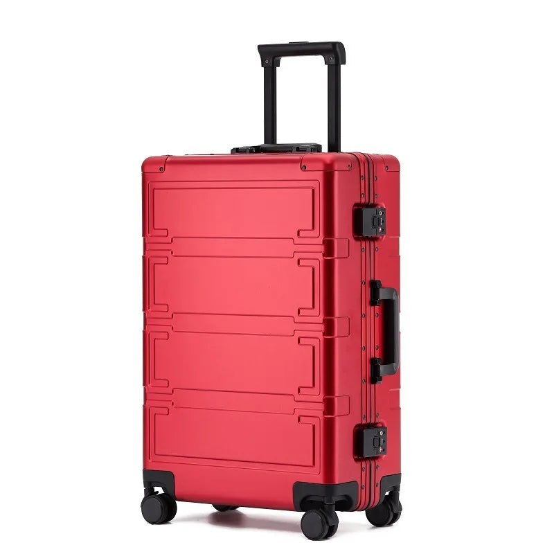 Polished aluminum hardshell suitcase, offering superior protection for your belongings.