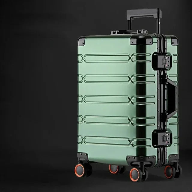 Impact-resistant aluminum-magnesium hard shell suitcase, offering maximum protection for contents.