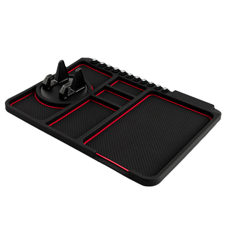 Travel car accessory: anti-skid dashboard mat keeps phone and items stable on the go