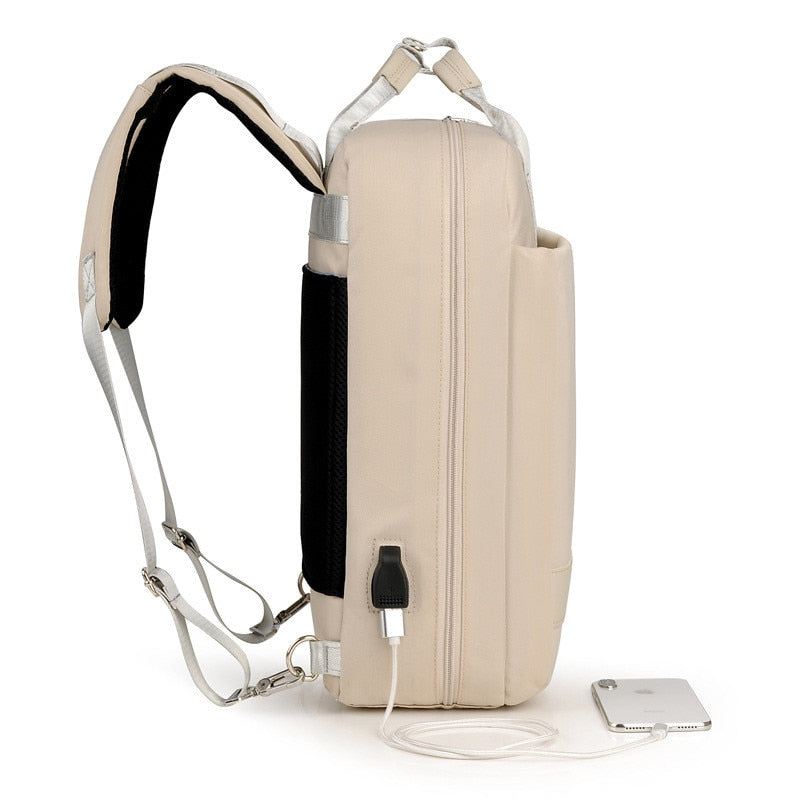 Safe unisex anti-theft travel bag with hidden zippers & USB charging, ideal for secure luggage & personal safety.