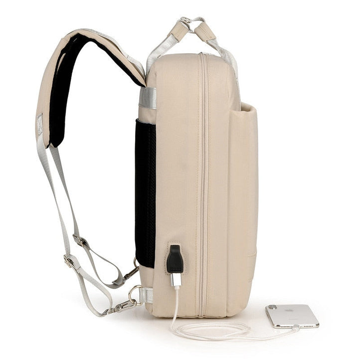 Safe unisex anti-theft travel bag with hidden zippers & USB charging, ideal for secure luggage & personal safety.