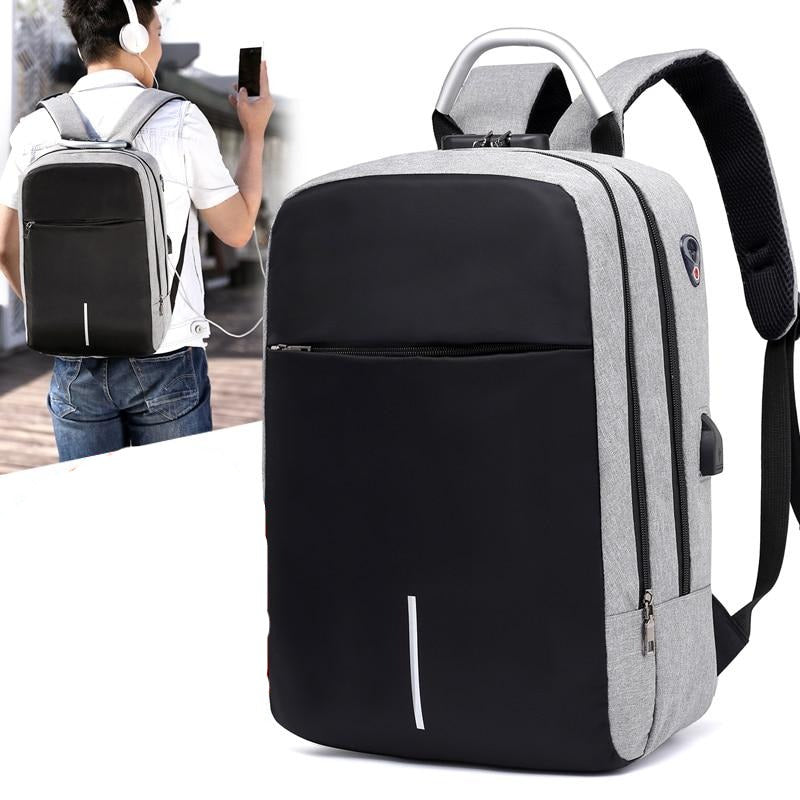 Unisex anti-theft backpack with USB charging port & water-resistant design. Perfect for travel & daily commute.
