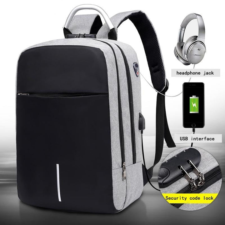 Anti-theft backpack showing hidden zippers & security features. Ideal unisex bag for safe travel & daily commute.