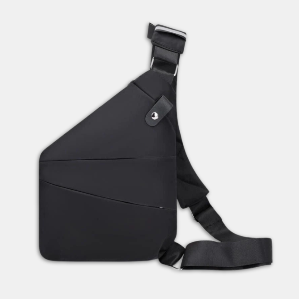 Secure anti-theft messenger bag, durable nylon design with hidden zippers for safe travel.
