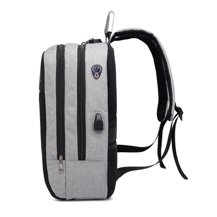 Highly secure anti-theft backpack, water-resistant, with hidden zippers and USB charging for safe laptop carry.