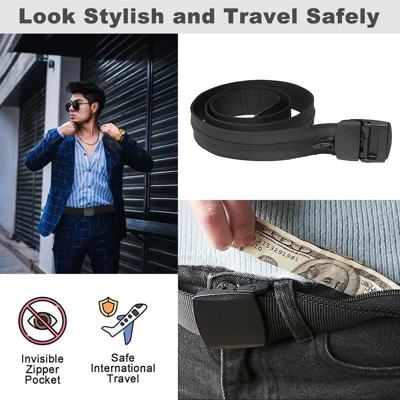 Outdoor gear: Anti-theft unisex travel belt in tan, ideal for adventurers.