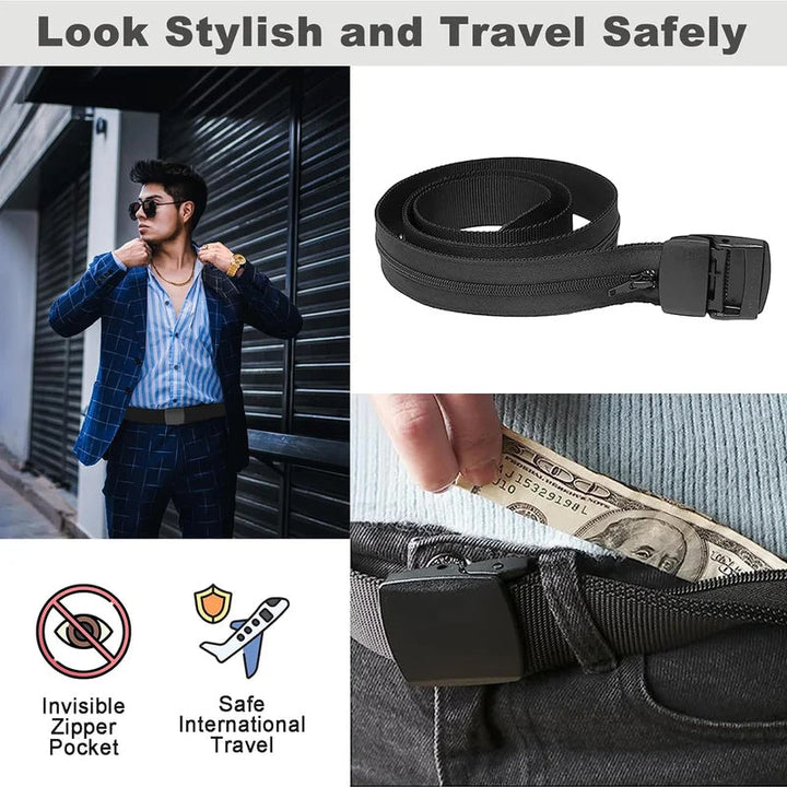 Outdoor gear: Anti-theft unisex travel belt in tan, ideal for adventurers.