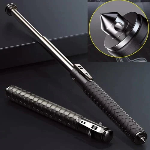 Unisex automatic folding walking cane for enhanced stability, easy storage & senior support.