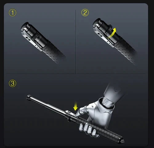 Lightweight adjustable walking cane, automatically folds for compact travel, provides reliable stability & support.