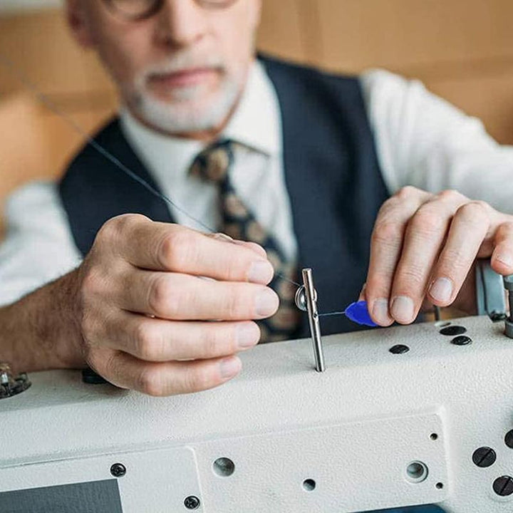 Close-up of an automatic needle threader, a handy sewing and needlework tool.