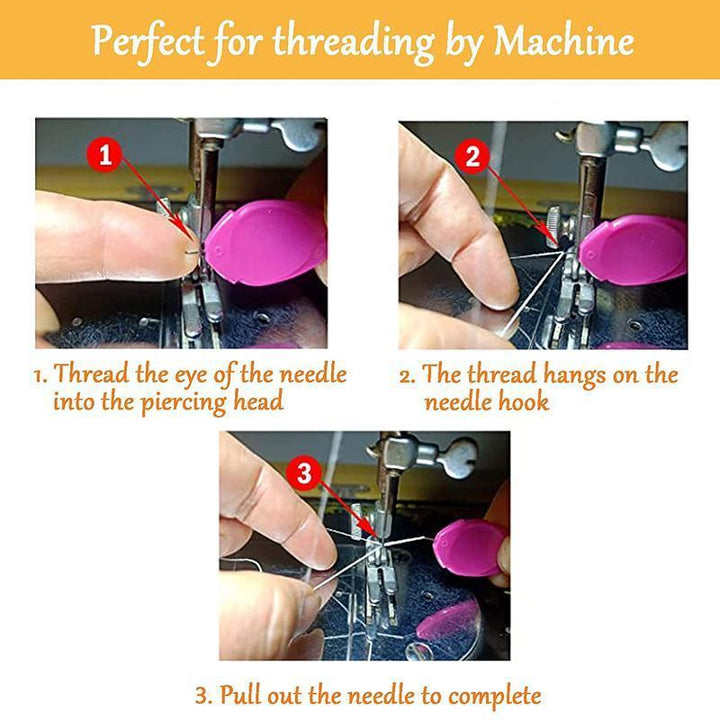 View of an automatic needle threader, making intricate needlework and quilting easier.