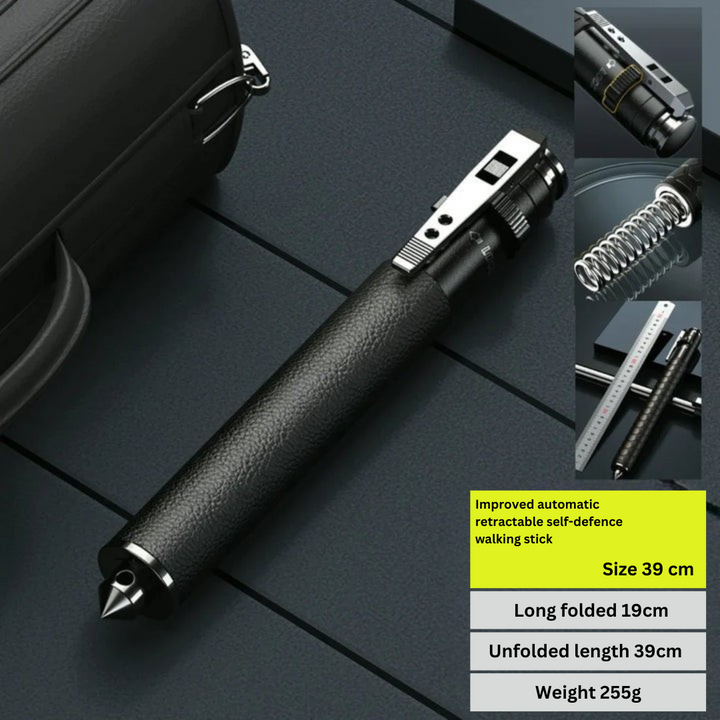 Versatile unisex walking stick & cane with self-defense features & anti-slip grip for outdoor support.