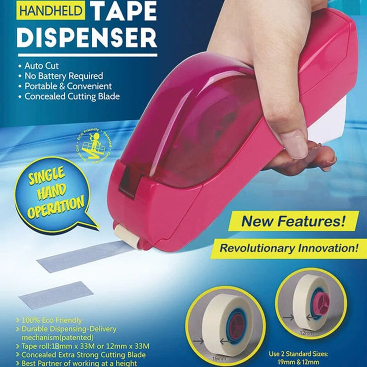 Unisex automatic tape dispenser with safety cutter, ideal for packaging & office tasks.