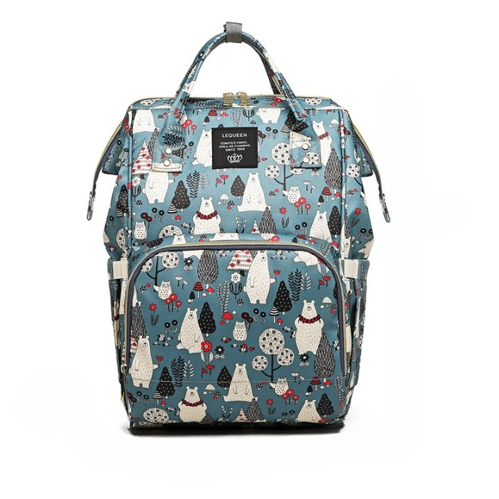 Waterproof baby diaper backpack, large travel capacity, multi-pocket nappy bag, ideal mom & dad gear.
