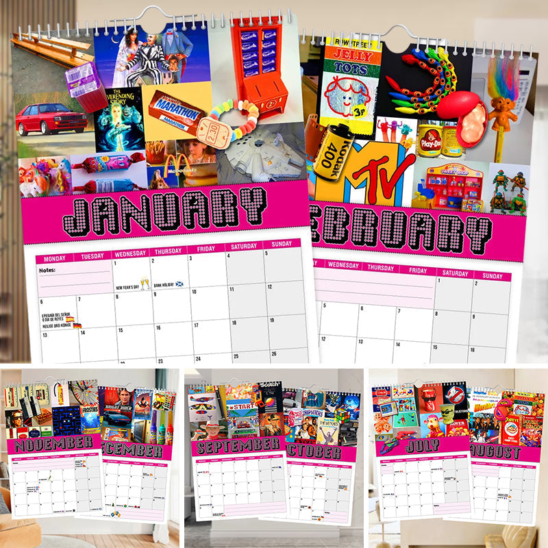 Unisex 2025 Wall Calendar with a colorful graphic background, highlighting its paper goods quality.