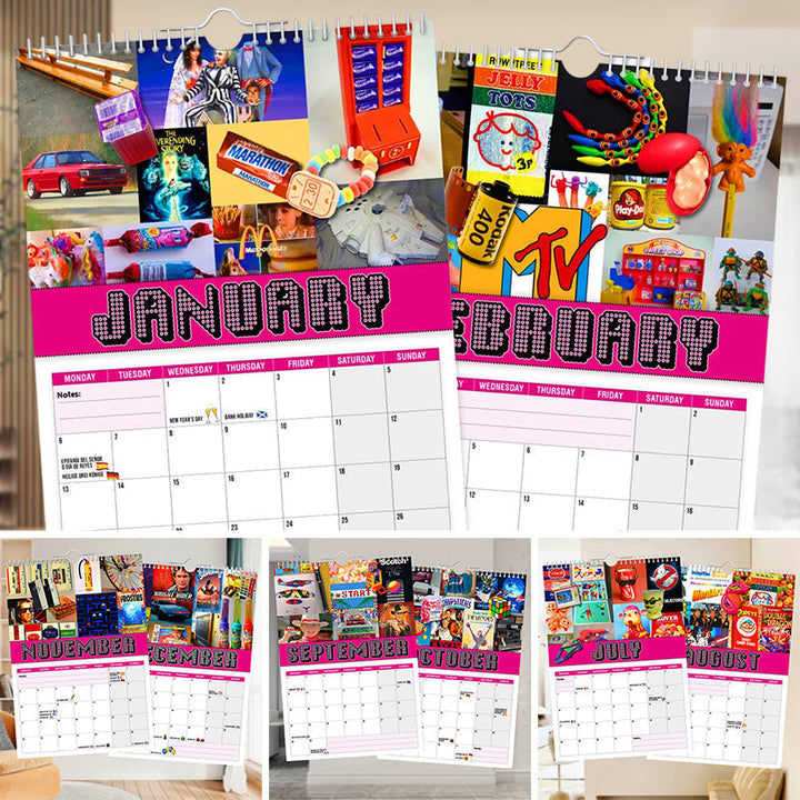 Unisex 2025 Wall Calendar with a colorful graphic background, highlighting its paper goods quality.