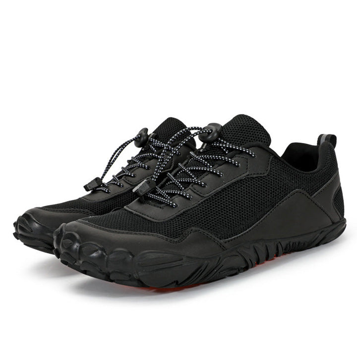 Unisex barefoot orthopedic hiking shoes with wide toe box, natural fit, and flexible sole for outdoor trails.
