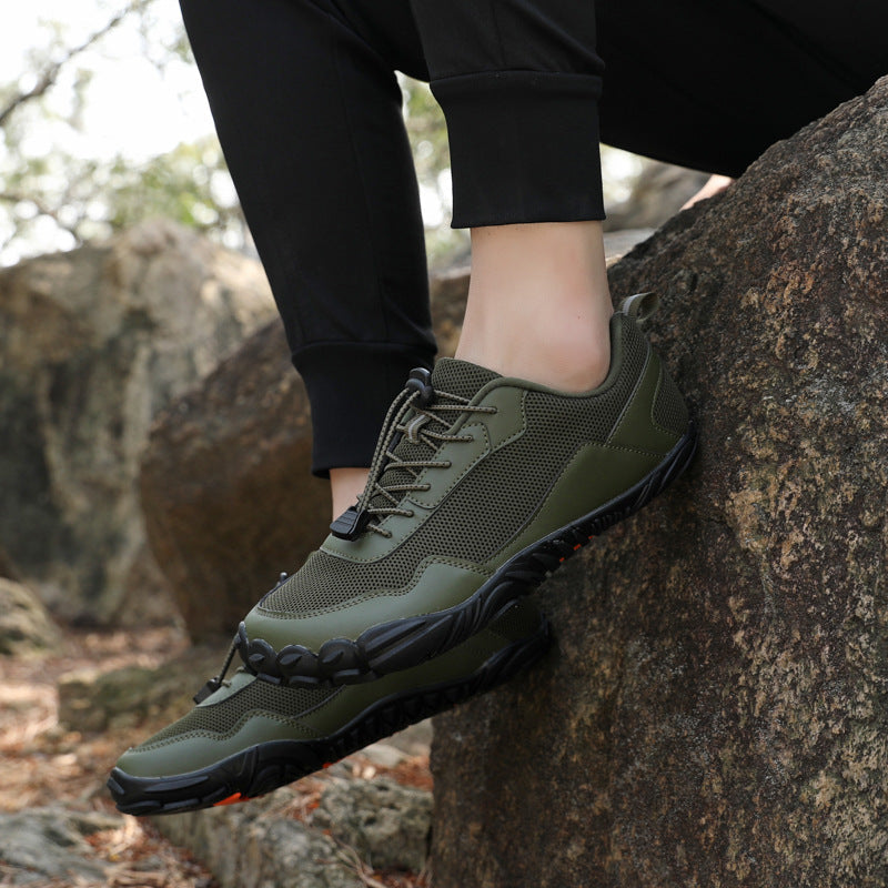 Promoting foot health, these comfortable orthopedic hiking shoes feature wide toe box & natural fit.