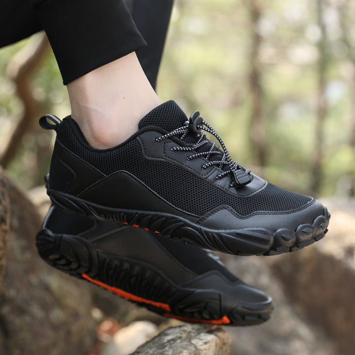 Durable unisex trail shoes, orthopedic design with wide toe box and natural fit for all outdoor adventures.