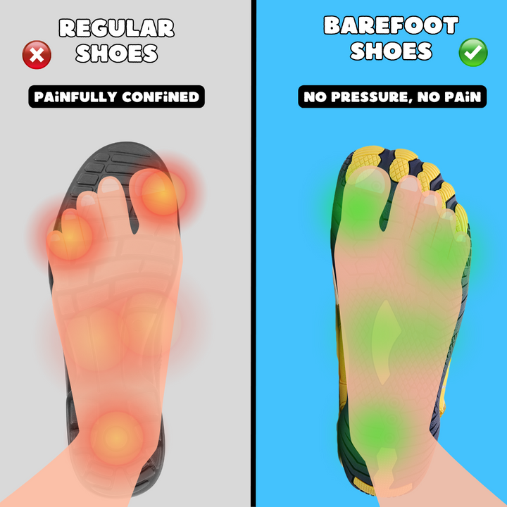 Everyday minimalist barefoot shoes with a wide toe box and flexible sole, enhancing natural foot health.