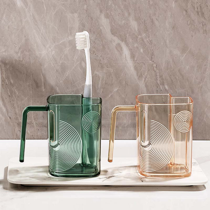 High-quality plastic rinse cup and toothbrush holder combo, durable and colorful for everyday bathroom use