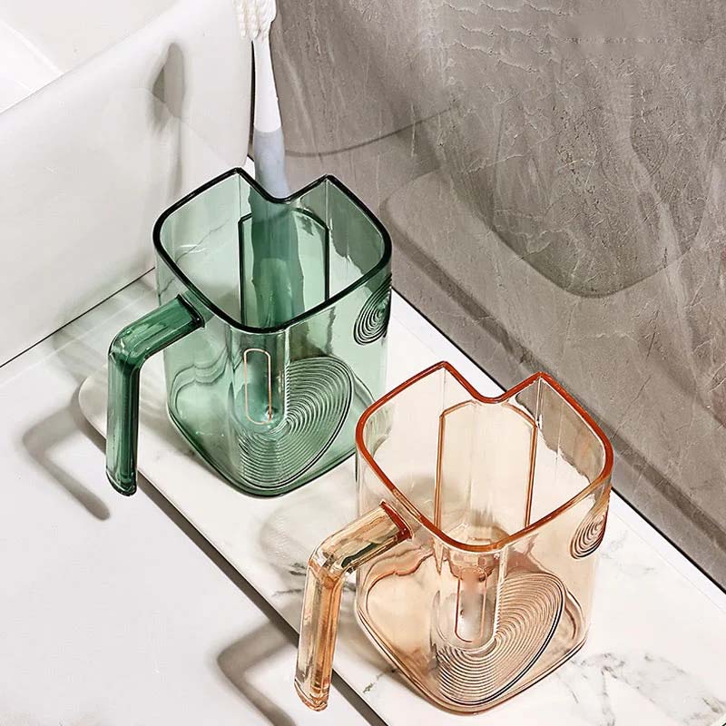 Modern bathroom accessory: a unisex gargle cup designed for organized and colorful personal hygiene