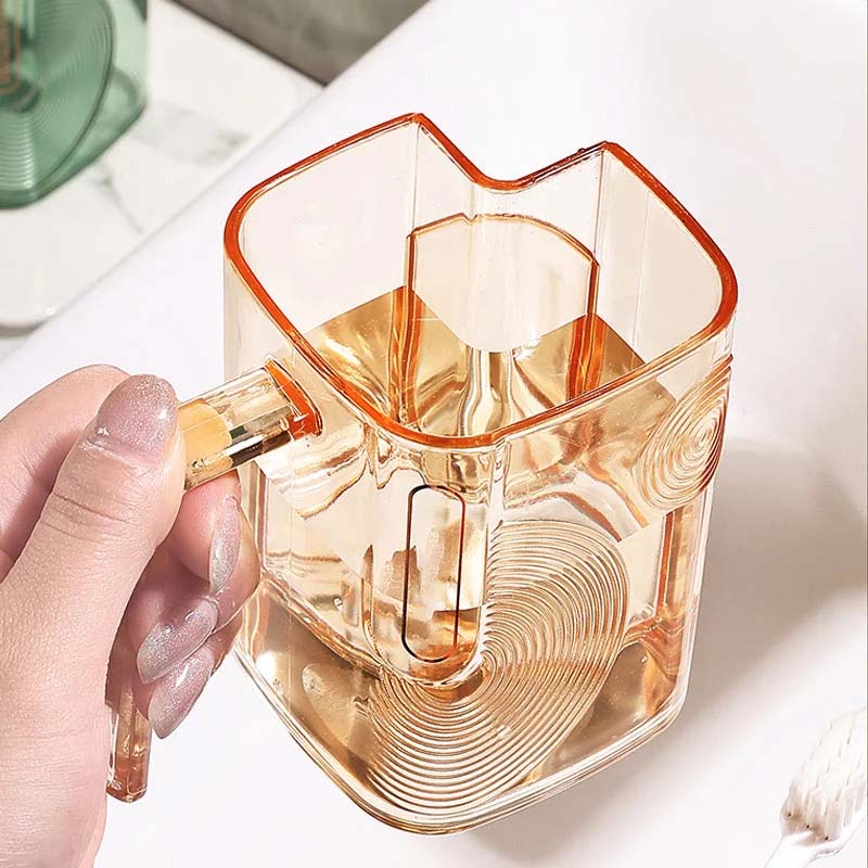 Innovative bathroom cup with built-in toothbrush holder for efficient space-saving in small bathrooms