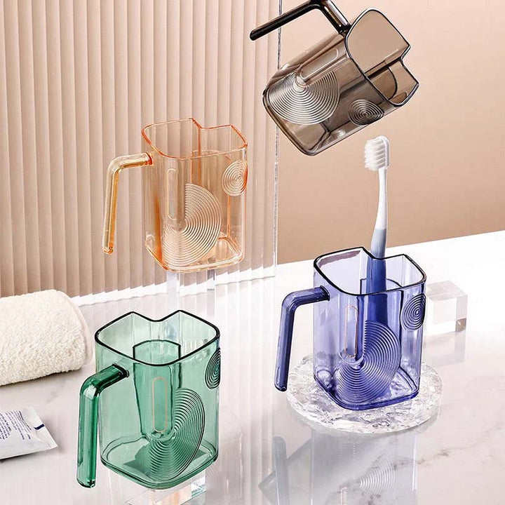 Unisex bathroom rinse cup in a minimalist design, highlighting its dual functionality for daily hygiene