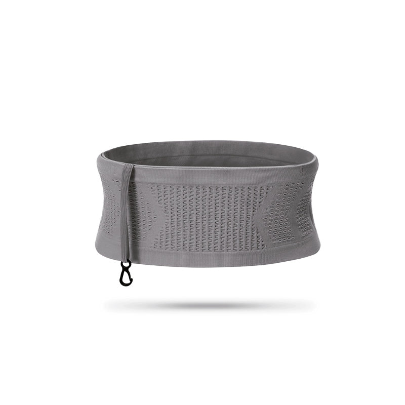 Top-down view of an empty concealed pouch, highlighting the internal compartments of this running waist bag.