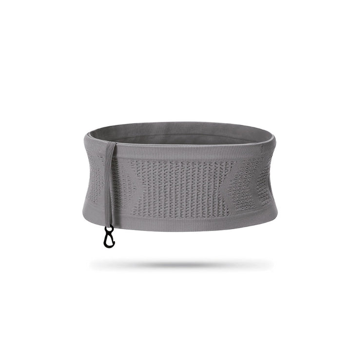 Top-down view of an empty concealed pouch, highlighting the internal compartments of this running waist bag.