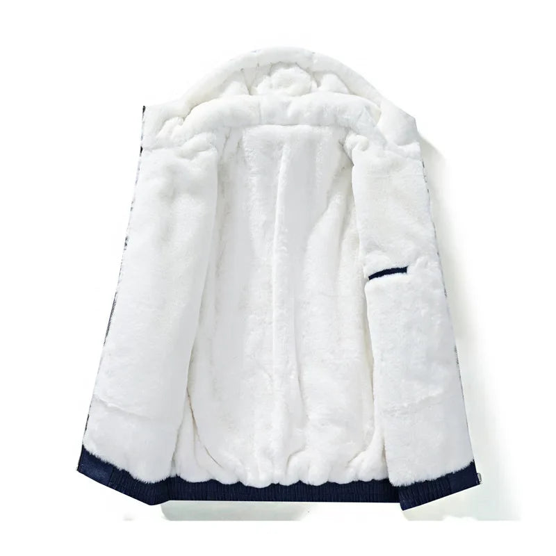 Zipper detail on a unisex warm fleece-lined jacket, suitable for various outdoor winter activities.