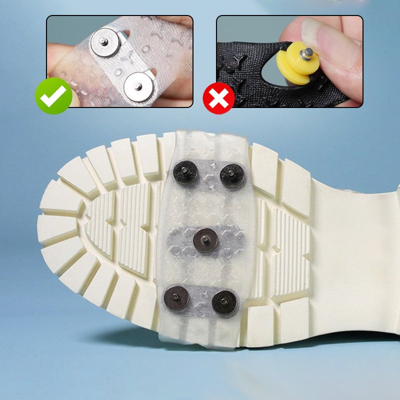 Pair of ice grippers, compact and portable shoe spikes for snow and ice