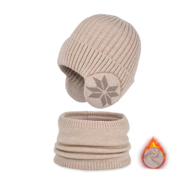 Essential black thermal knit beanie hat and scarf set, great for winter outdoor adventures