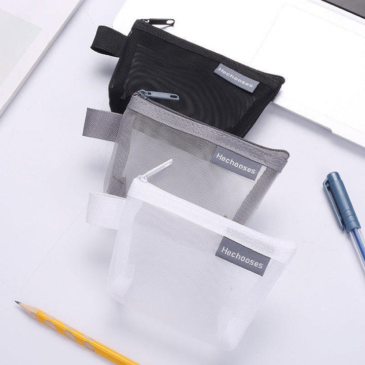 Durable see-through mesh organizer pouch with a secure zipper closure for daily items.