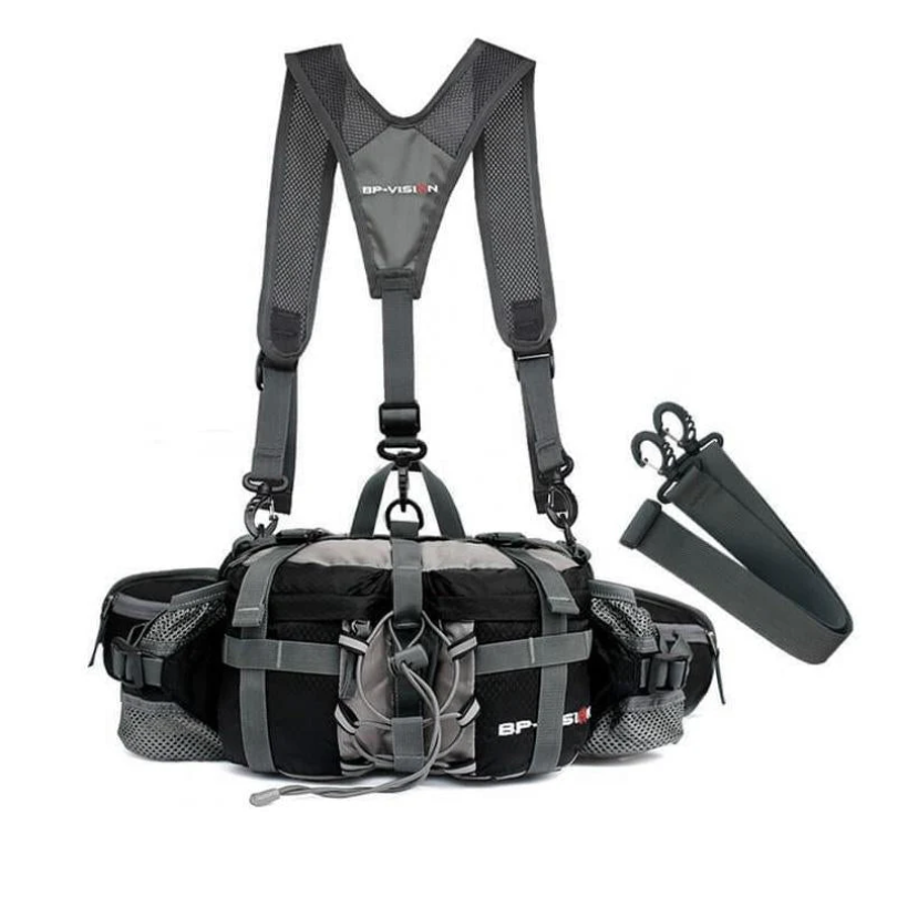 Waterproof hiking crossbody bag, black, for men & women. Essential adventure gear & travel companion.