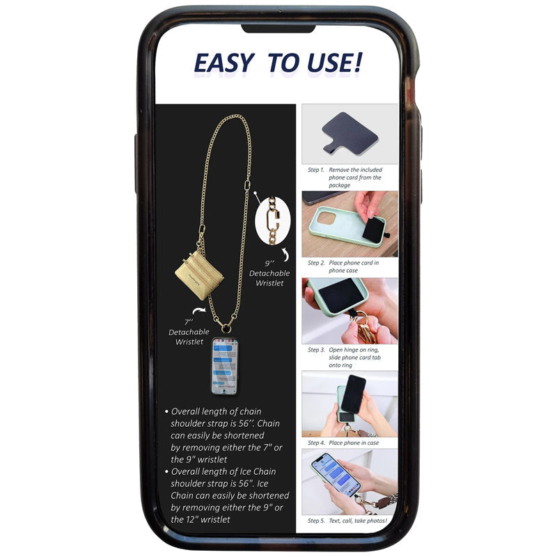 Detail of the phone pouch, showing space for cards and essentials, a practical phone lanyard accessory.