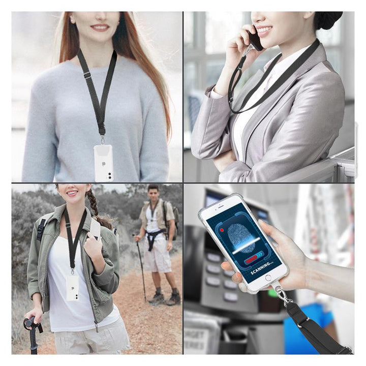 Universal phone lanyard in a neutral color, secure patch for all smartphone models, convenient tech accessory