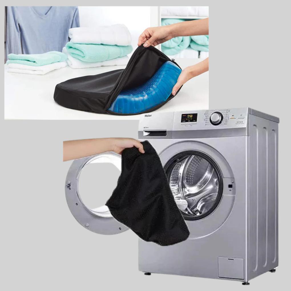 Comfortable blue gel seat cushion for pressure relief. Ideal for office, home, & car use.